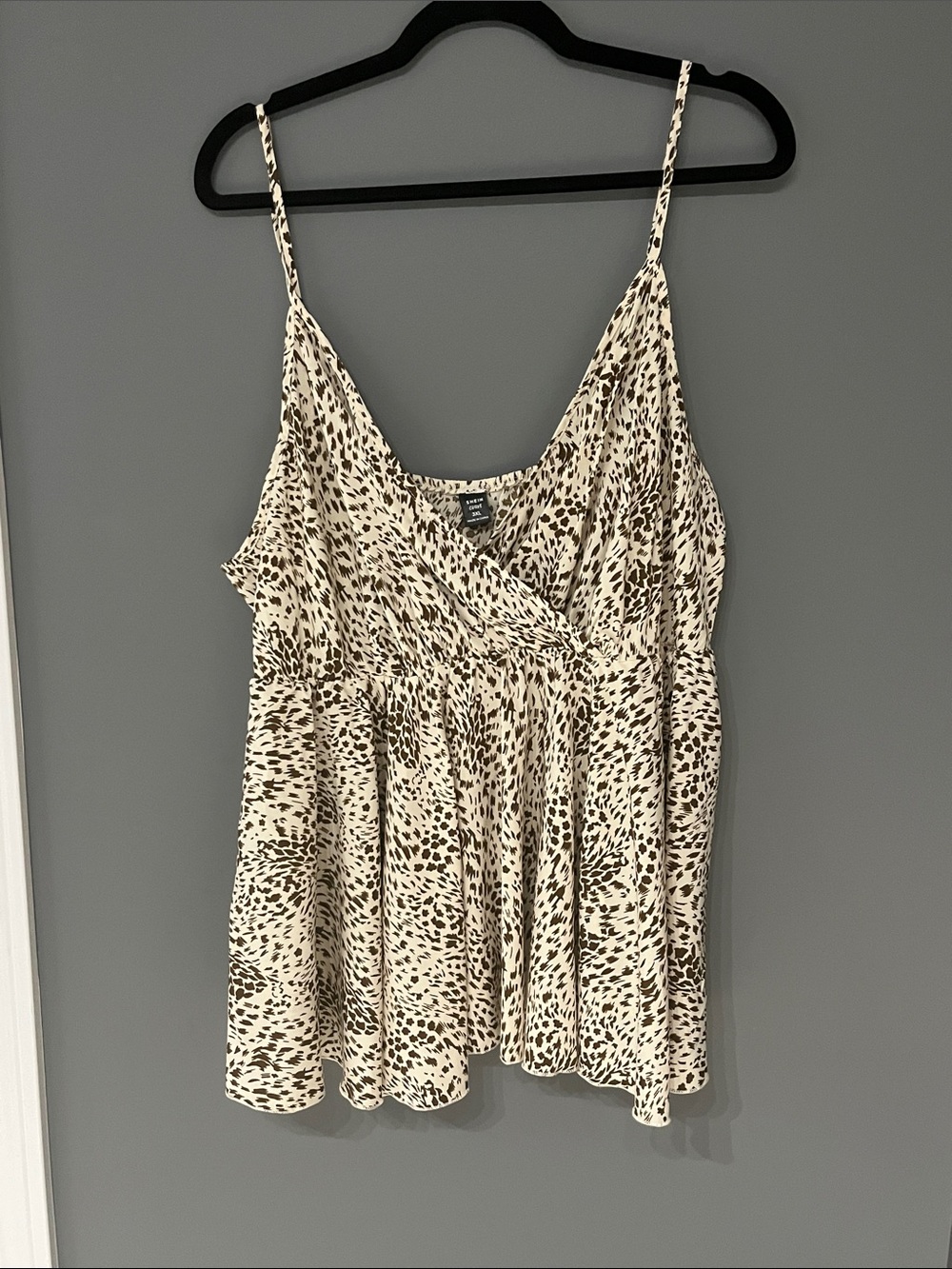 3/$15 SHEIN Cream and Brown Dotted Wrap Cami
